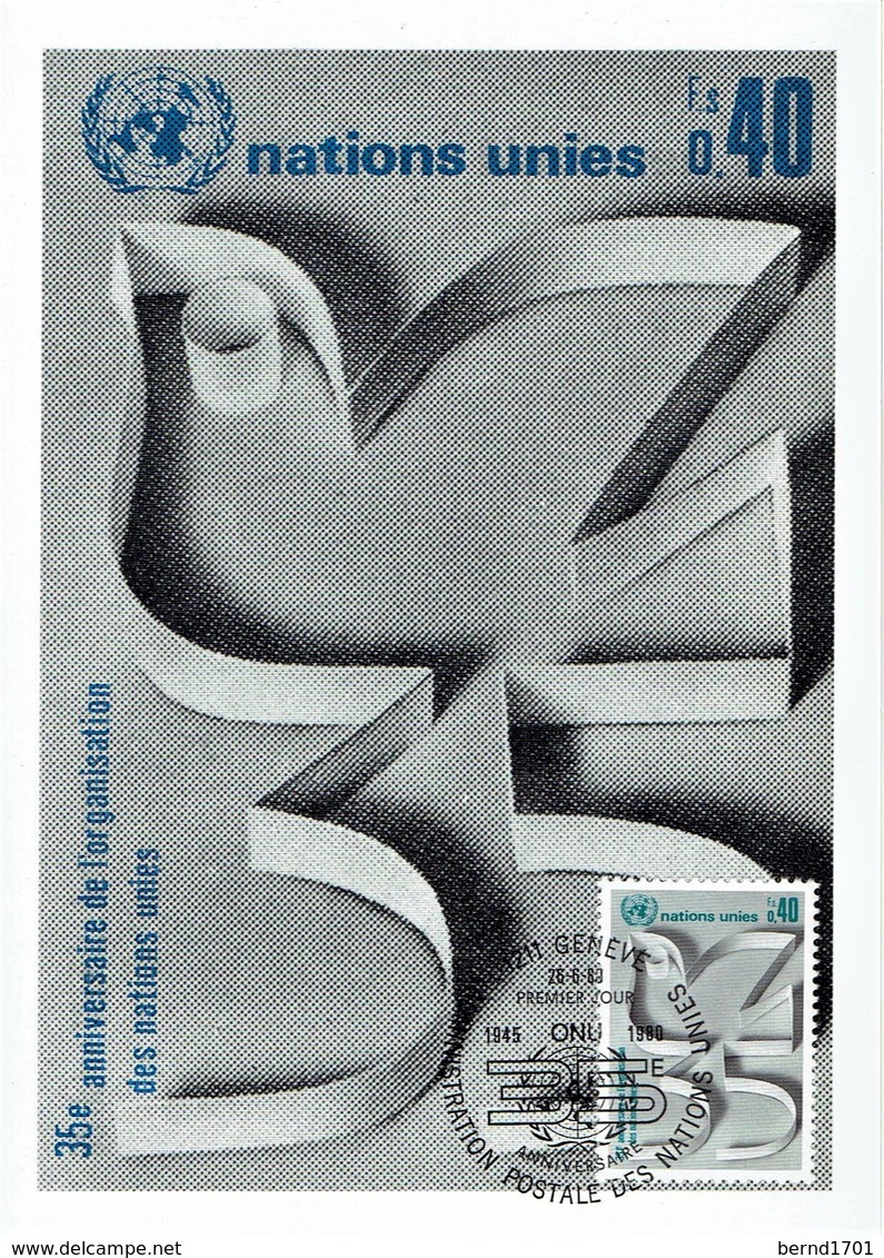 UN Genf -  Mi-Nr 92 Maxicard (T641) - Cartes-maximum