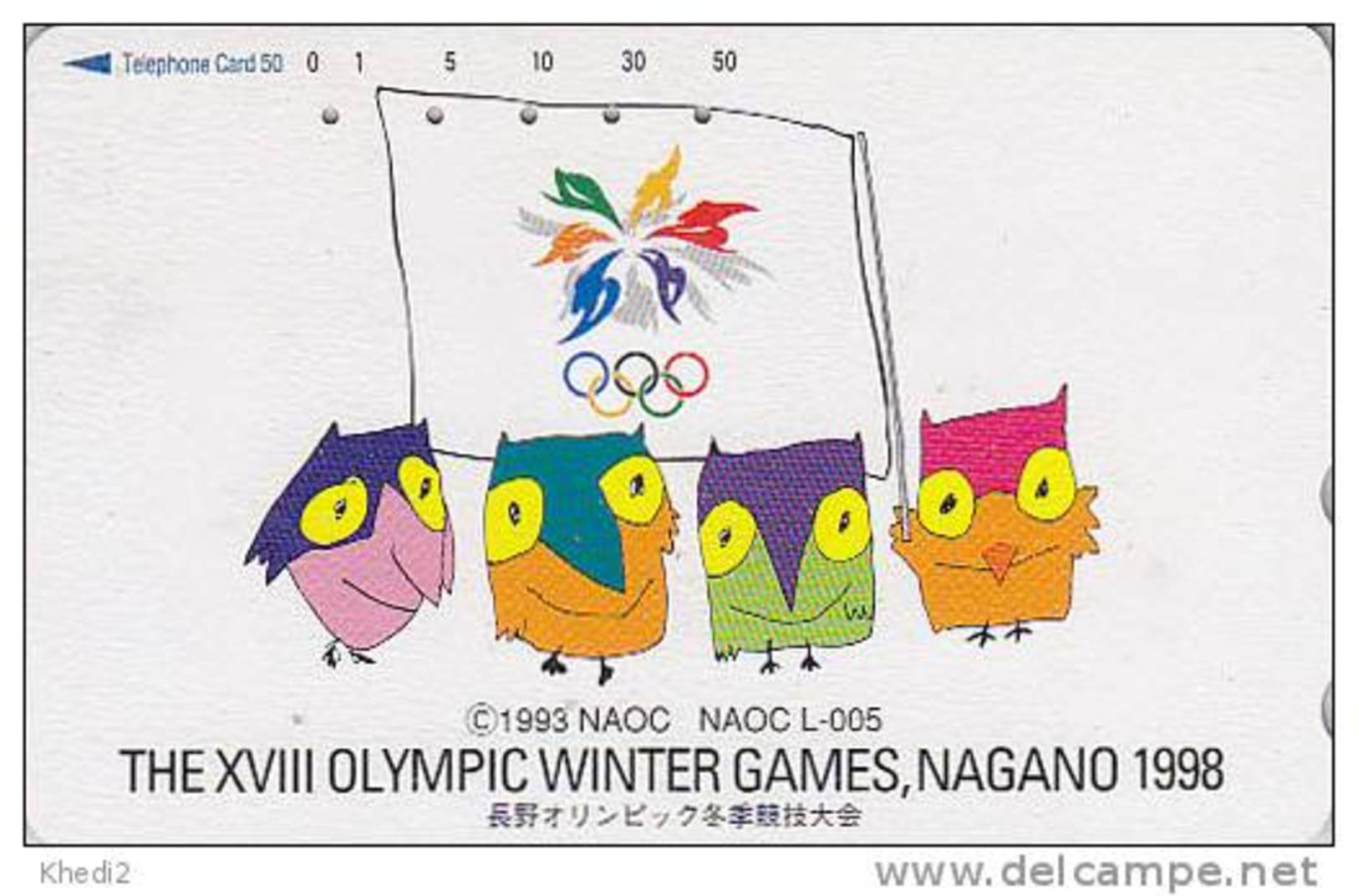 Télécarte JAPON / 270-003854 - HIBOU Jeux Olympiques NAGANO - OWL Bird OLYMPIC GAMES JAPAN Free Phonecard  - 3919 - Jeux Olympiques