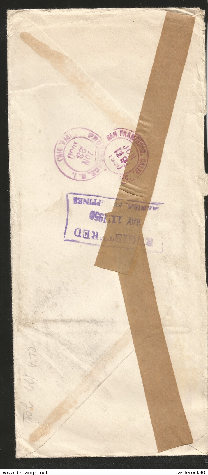 J) 1950 PHILIPPINES, PURPLE AND GREEN TREES AND MAYON VOLCANO, AIRMAIL CIRCULATED COVER, MULTIPLE STAMPS FROM PHILIPPINE - Philippines