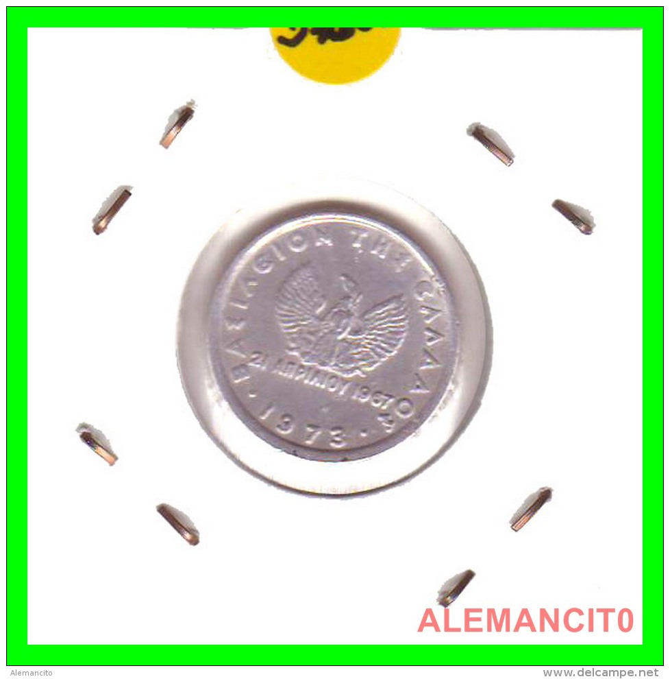 GRACIA  -  GREECE -  MONEDA DE  10 LEPTA - AÑO 1973  -  Aluminum - 21 Mm. - Grecia