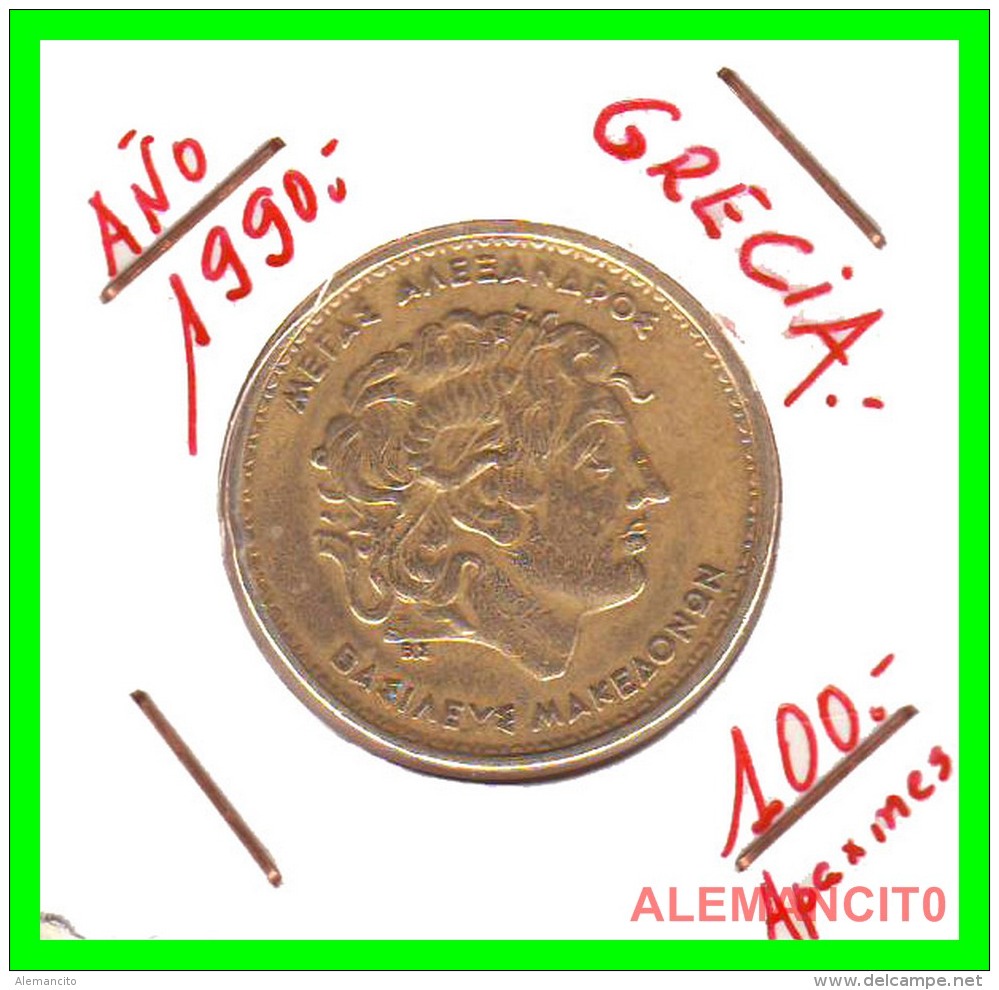 GRACIA  -  GREECE -  MONEDA DE  100  DRACHMES - AÑO 1990  -  Aluminum-Bronze, 29.5 Mm - Grecia