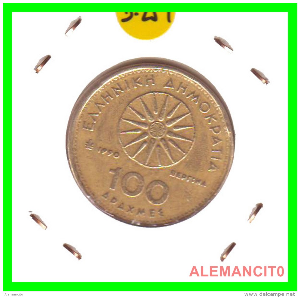 GRACIA  -  GREECE -  MONEDA DE  100  DRACHMES - AÑO 1990  -  Aluminum-Bronze, 29.5 Mm - Grecia