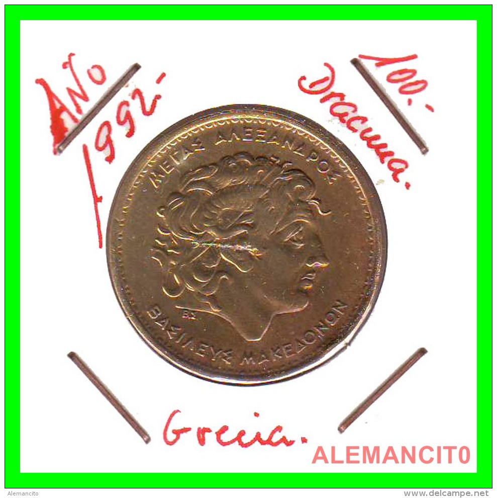 GRACIA  -  GREECE -  MONEDA DE  100  DRACHMES - AÑO 1992  -  Aluminum-Bronze, 29.5 Mm - Grecia