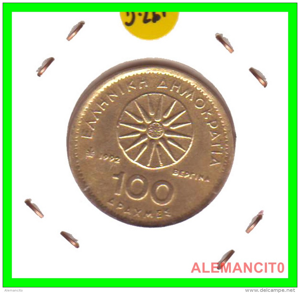 GRACIA  -  GREECE -  MONEDA DE  100  DRACHMES - AÑO 1992  -  Aluminum-Bronze, 29.5 Mm - Grecia