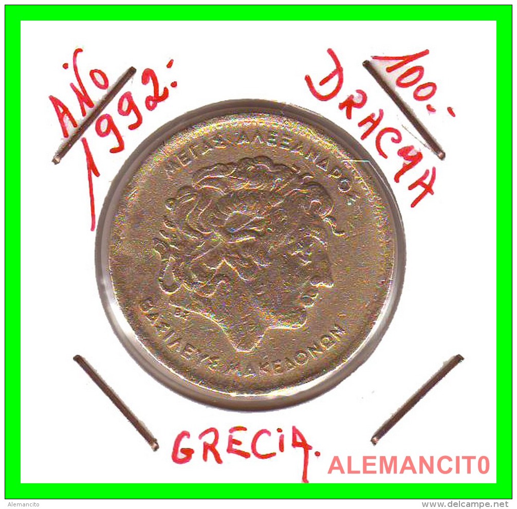 GRACIA  -  GREECE -  MONEDA DE  100  DRACHMES - AÑO 1992  -  Aluminum-Bronze, 29.5 Mm - Grecia