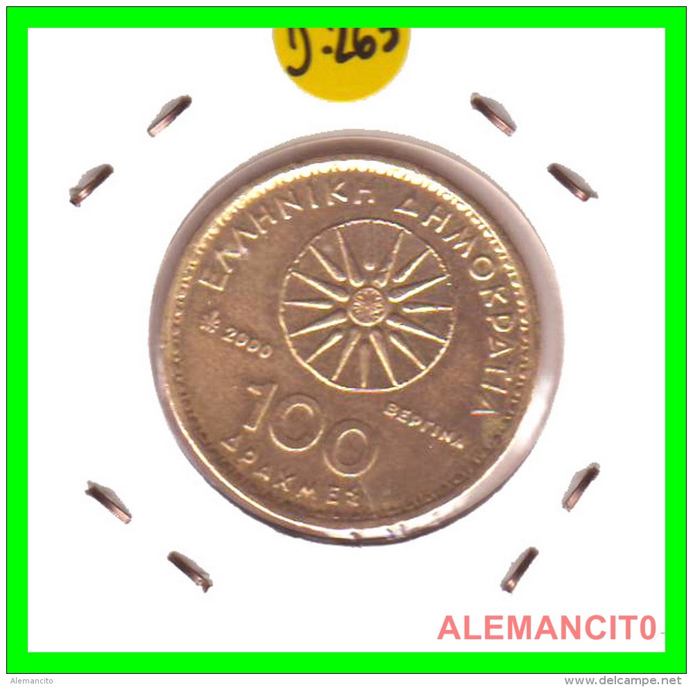 GRACIA  -  GREECE -  MONEDA DE  100  DRACHMES - AÑO 2000  -  Aluminum-Bronze, 29.5 Mm - Grecia