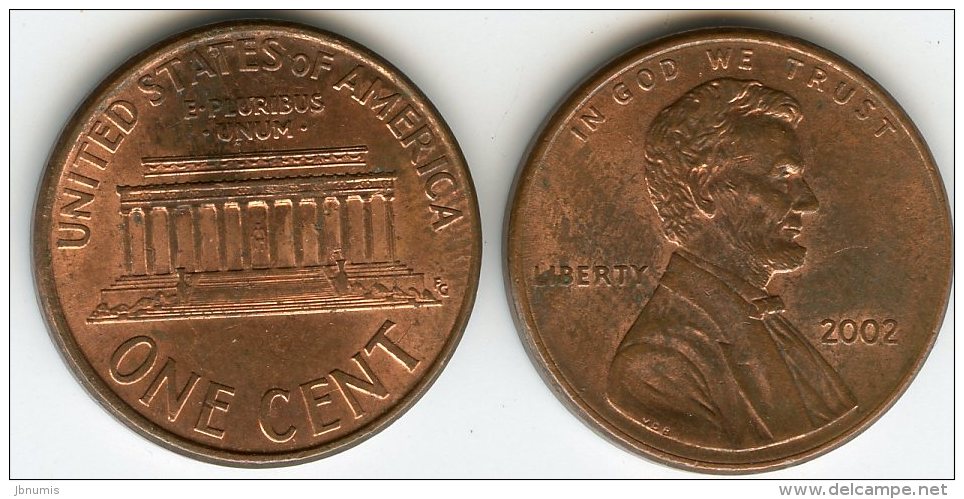 Etats-Unis USA 1 Cent 2002 KM 201b - 1959-…: Lincoln, Memorial Reverse