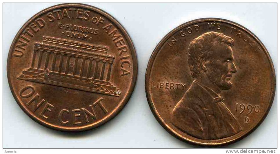 Etats-Unis USA 1 Cent 1990 D KM 201b - 1959-…: Lincoln, Memorial Reverse