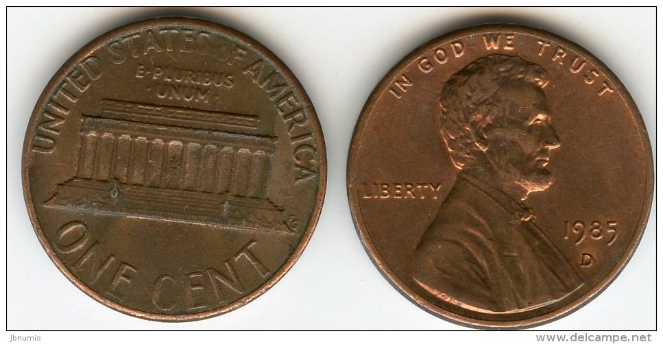 Etats-Unis USA 1 Cent 1985 D KM 201b - 1959-…: Lincoln, Memorial Reverse