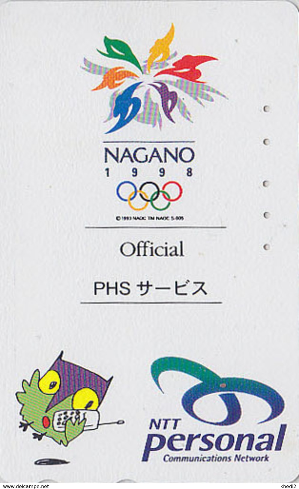 TC JAPON / 271-800140 - HIBOU Jeux Olympiques NAGANO / NTT PERSONAL - OWL OLYMPIC GAMES JAPAN Free Phonecard - 3933 - Olympische Spiele