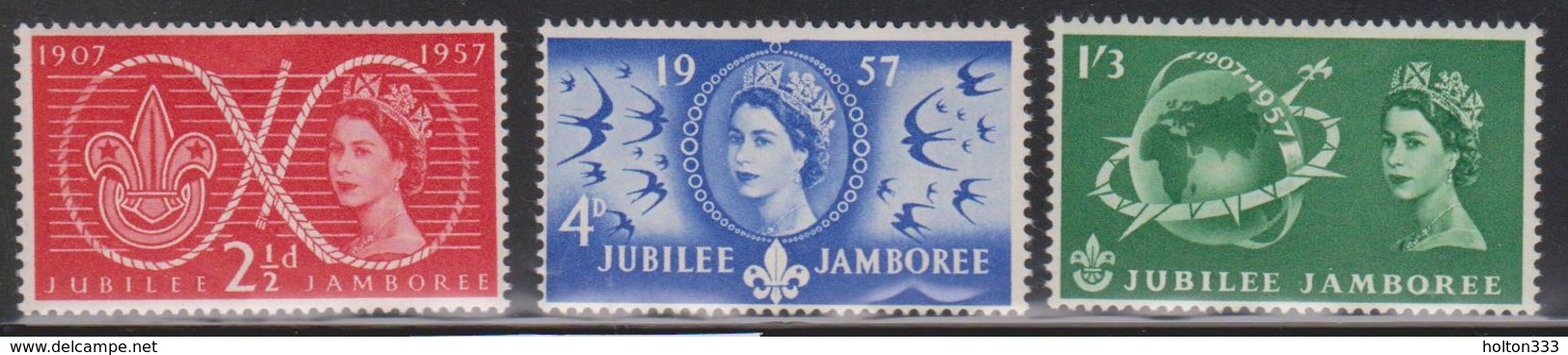 GREAT BRITAIN - Scott # 334-6 Mint Hinged  - QEII Jubilee Jamboree Issue - Unused Stamps