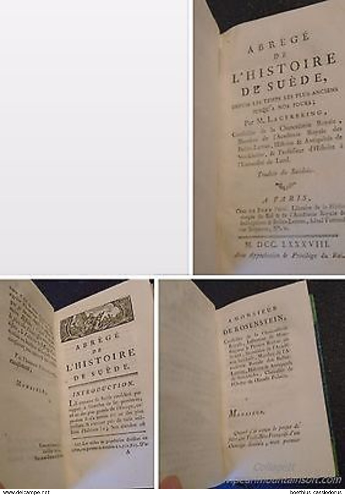 M. LAGERBRING " Abrégé De L'Histoire De Suède, Depuis Les Temps Les Plus Anciens Jusqu'à Nos Jours " 1788 - 1701-1800