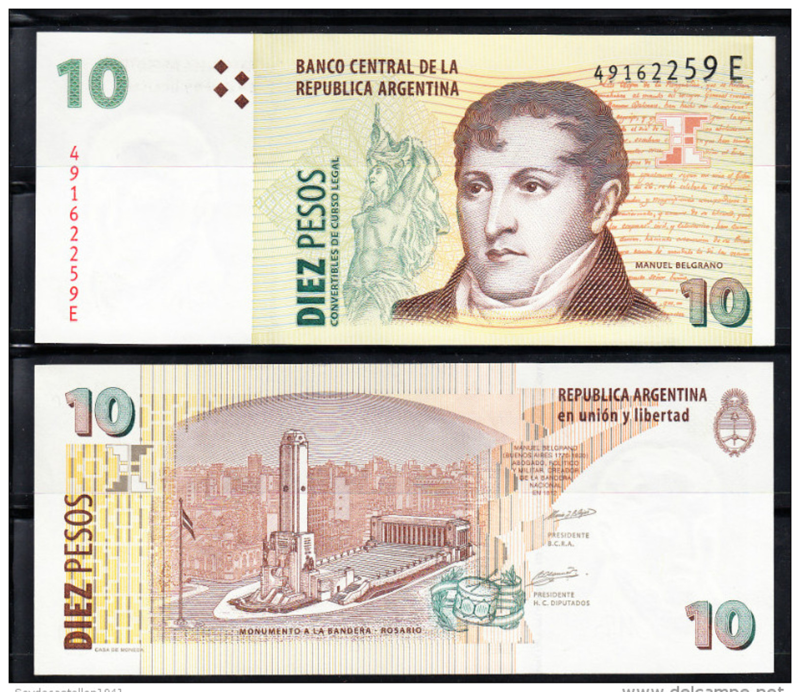 ARGENTINA 1993. 10 PESOS CONVERTIBLES .MANUEL BELGRANO  SERIE E  SIN CIRCULAR .B 570 - Argentina