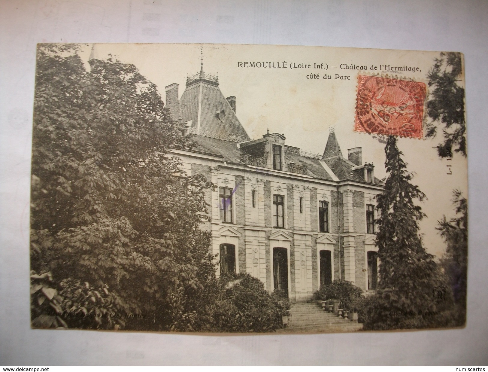 Carte Postale Remouillé (44) Chateau De L'Hermitage Côté Du Parc (CPA Oblitérée 1906 Timbre 10 Centimes ) - Autres & Non Classés