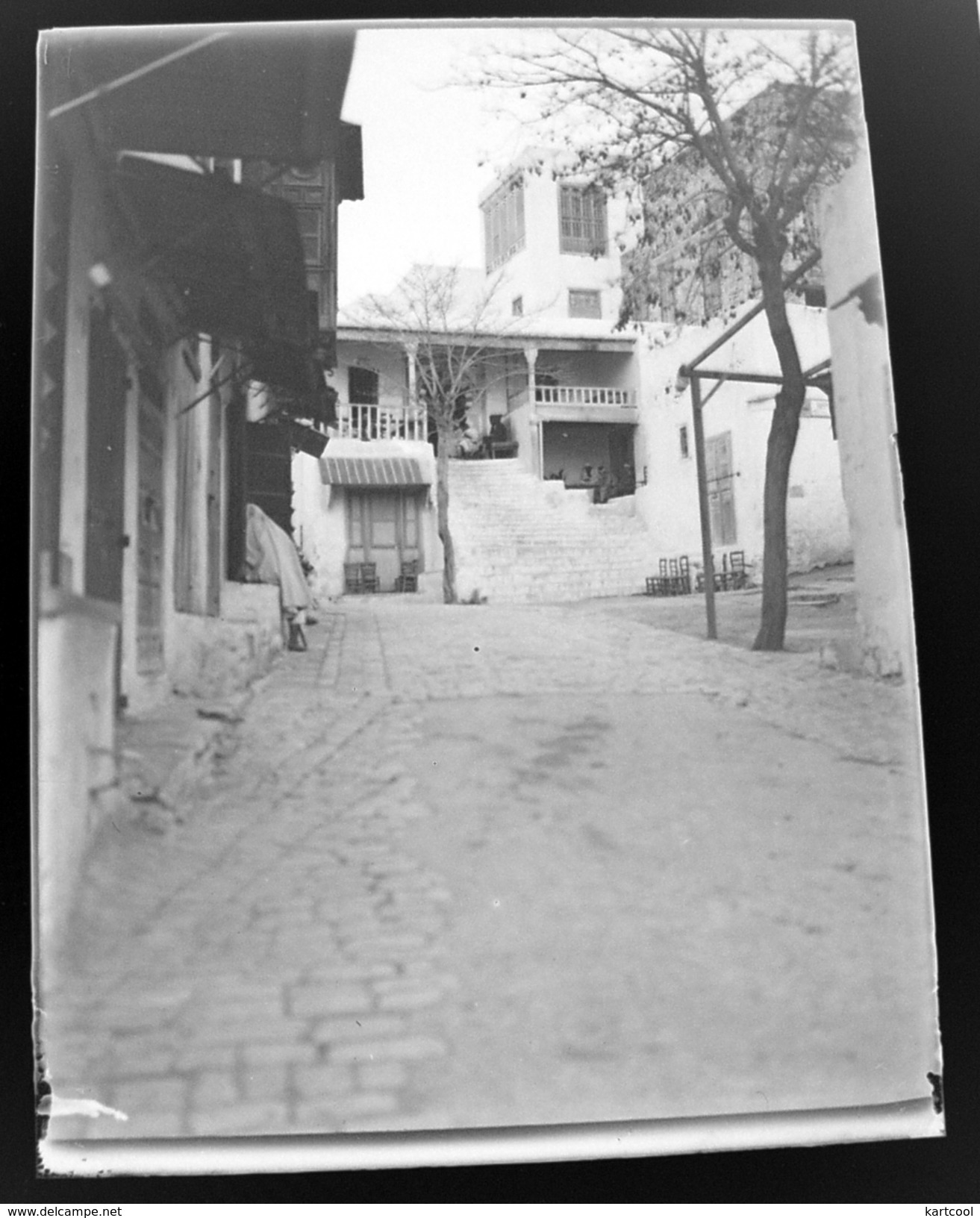 Sidi Bou Saïd Le Café Des Nattes Début 1900 - Tunisie Afrique - Négatif Sur Plaque De Verre  9X12cm Env - Glasplaten