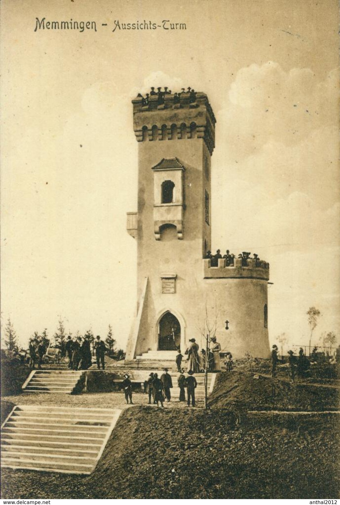 Rarität Litho Memmingen Aussichts-Turm Personen Auf Treppe 8.10.1908 Nach Schwäbisch Hall - Memmingen