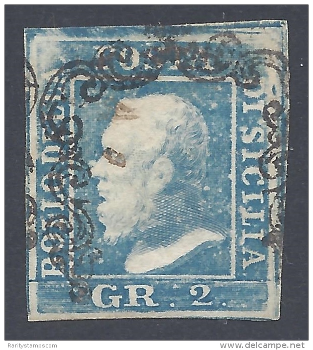 SICILIA 1859 2Gr AZZURRO II TAVOLA Nº 6g POSITION 55 - Sicilia