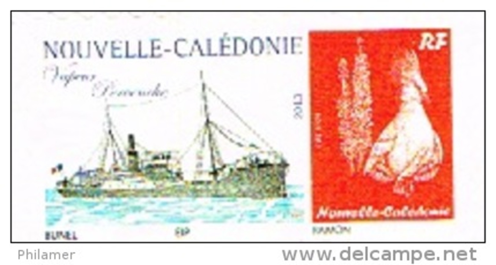 Nouvelle Caledonie Timbre Personnalise Prive M. Bunel Paquebot Navire Vapeur Pervenche Wallis Hebrides Neuf 2013 - Autres & Non Classés