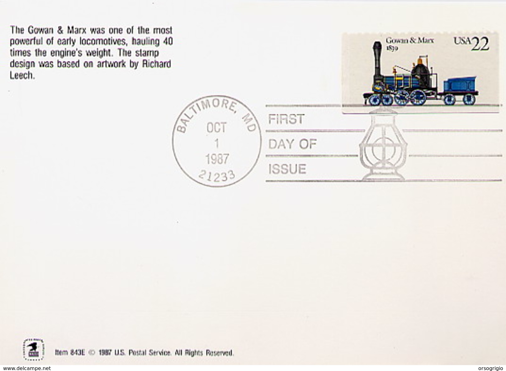 USA - FDC - BALTIMORE LOCOMOTIVE