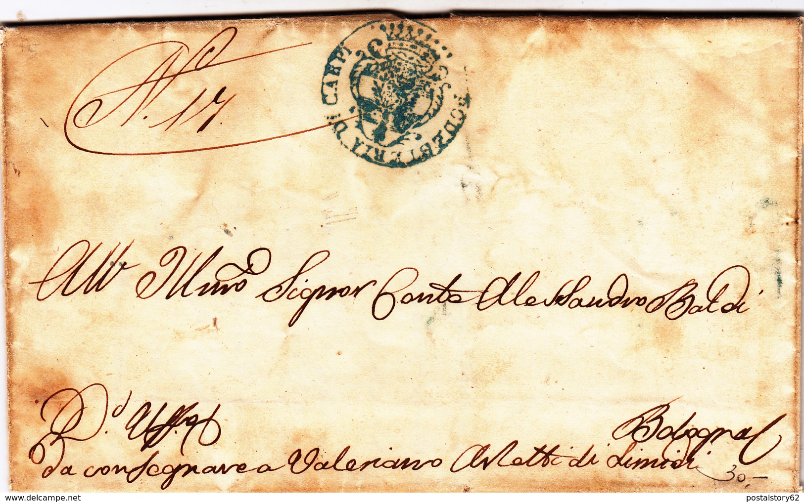 Domini Estensi, Carpi Per Bologna, Lettera Con Contenuto. Il Podestà. 1854 - Modena