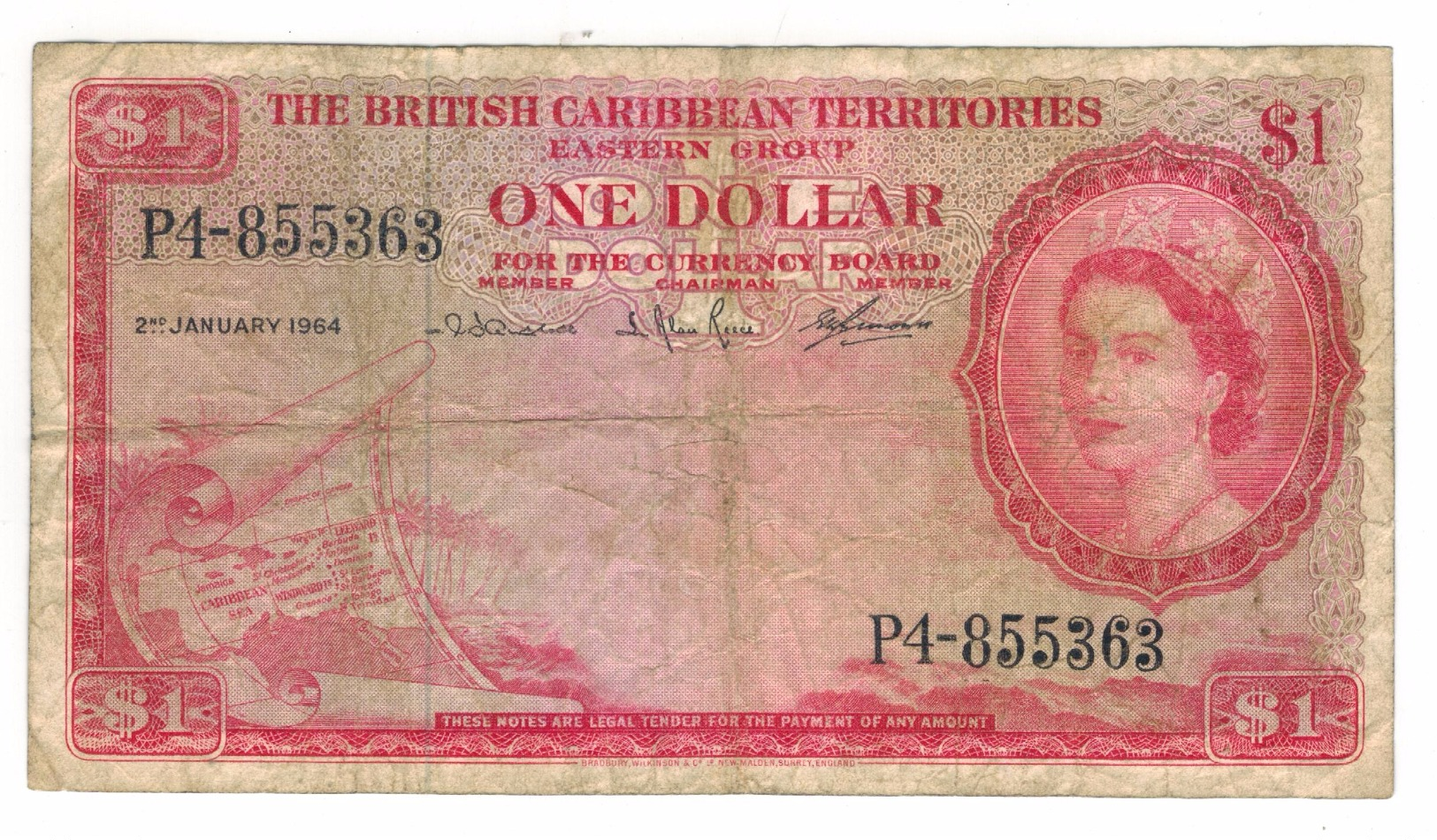 British Caribbean Territories, 1 Dollar 1964, USED, See Scan . Free Ship. To USA. - Altri – America