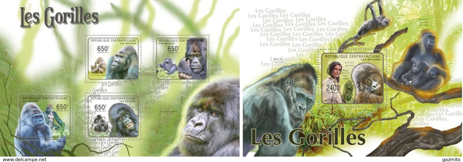 Centrafrica 2011, Animals, Gorilla, 4val In BF+BF - Gorilla's