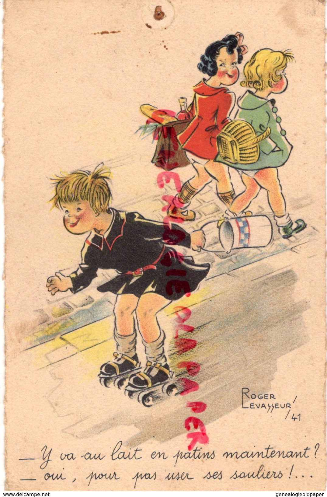 ILLUSTRATEUR ROGER LEVASSEUR - 41  PATINS A ROULETTES - BIDON DE LAIT - Levasseur, Roger