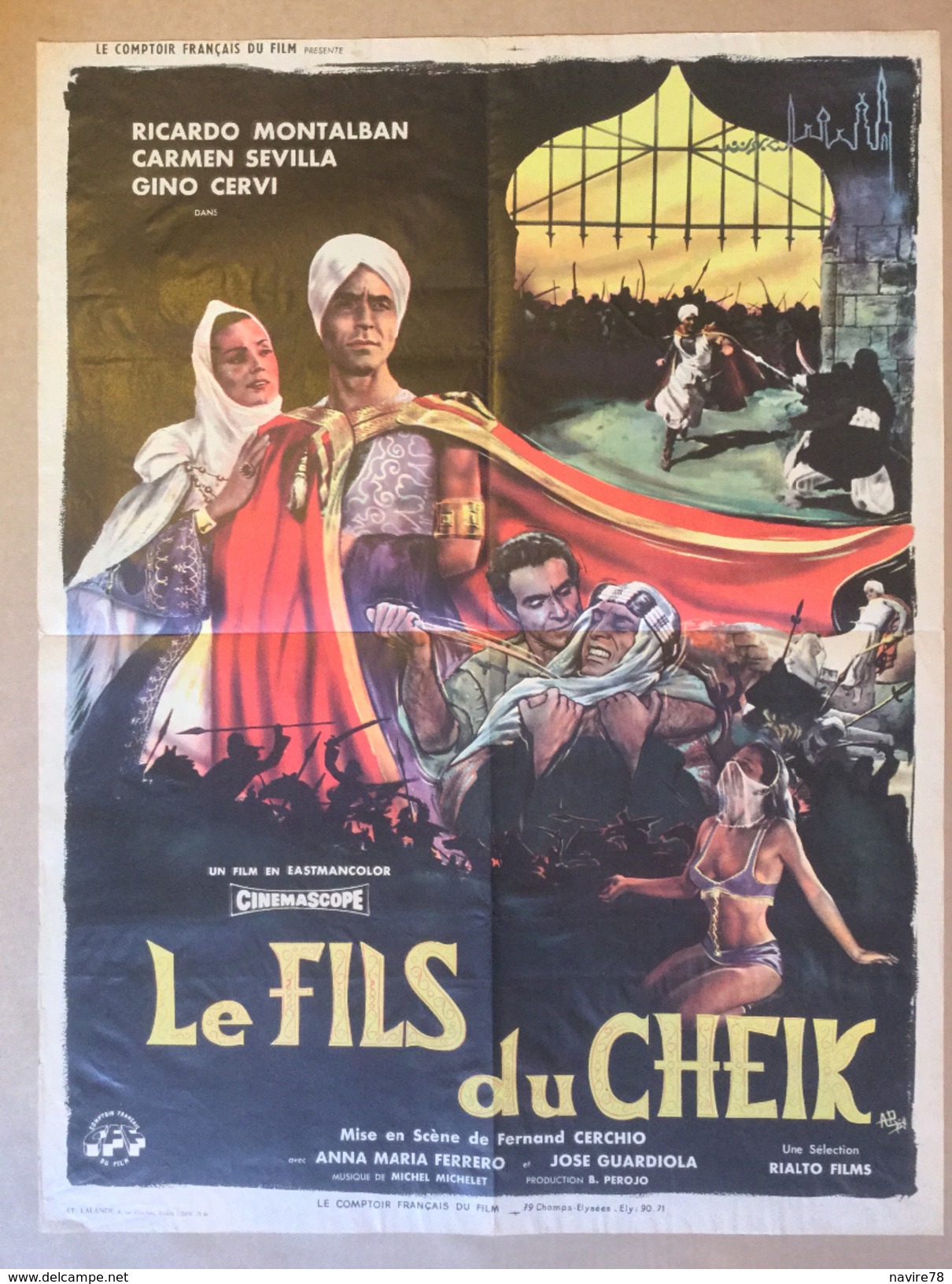 Affiche Cinéma Originale Film LE FILS DU CHEIK  " LOS AMANTES DEL DESERTIO " 1957 De FERNAND CERCHIO - Affiches & Posters