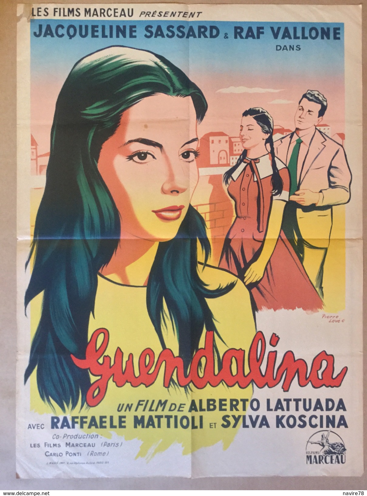 Affiche Cinéma Originale Film GUENDALINA D'ALBERTO LATTUADA Avec RAF VALLONNE JACQUELINE SASSARD SYLVIA KOSCINA - Affiches & Posters