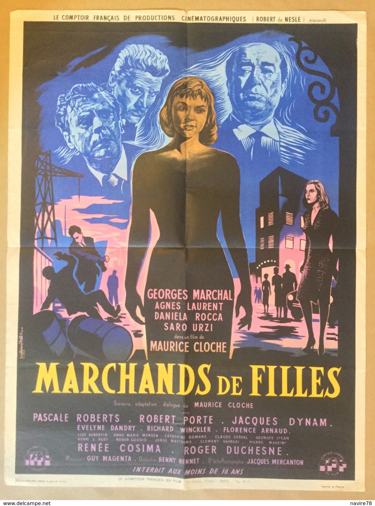 Affiche Cinéma Originale Film MARCHANDS DE FILLES De MAURICE CLOCHE Avec GEORGES MARCHAL DANIELA ROCCA JACQUES DYNA - Affiches & Posters