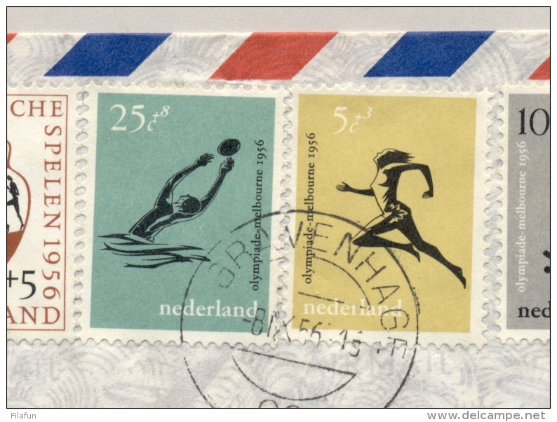 Nederland - 1956 - Serie Olympisch Spelen Melbourne Op LP-cover Naar Winnipeg / Canada - Athletics Sailing Sports - Brieven En Documenten