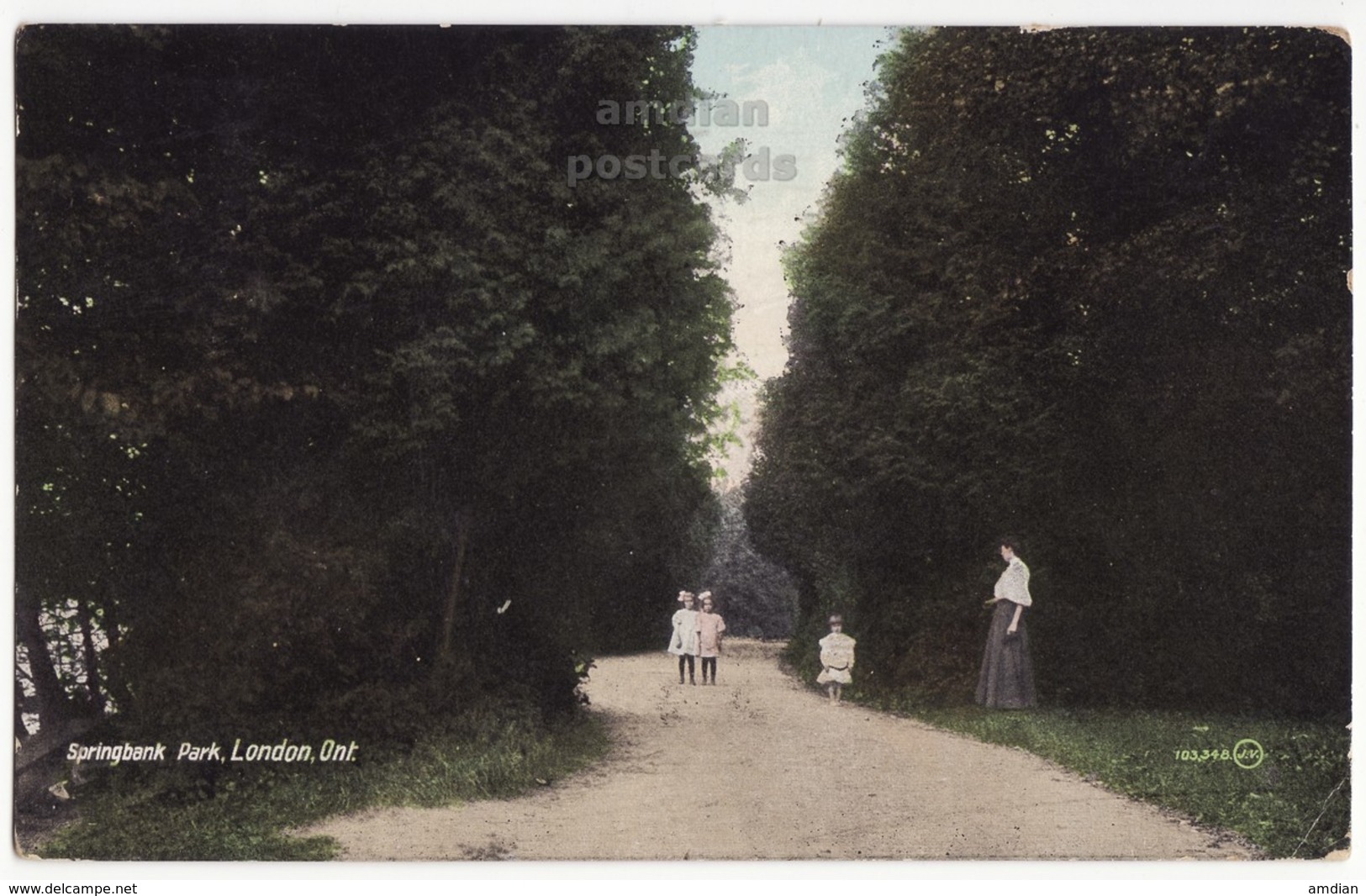 LONDON Ontario Canada - Springbank Park Scene - Children And Woman - 1910 Vintage Postcard - London