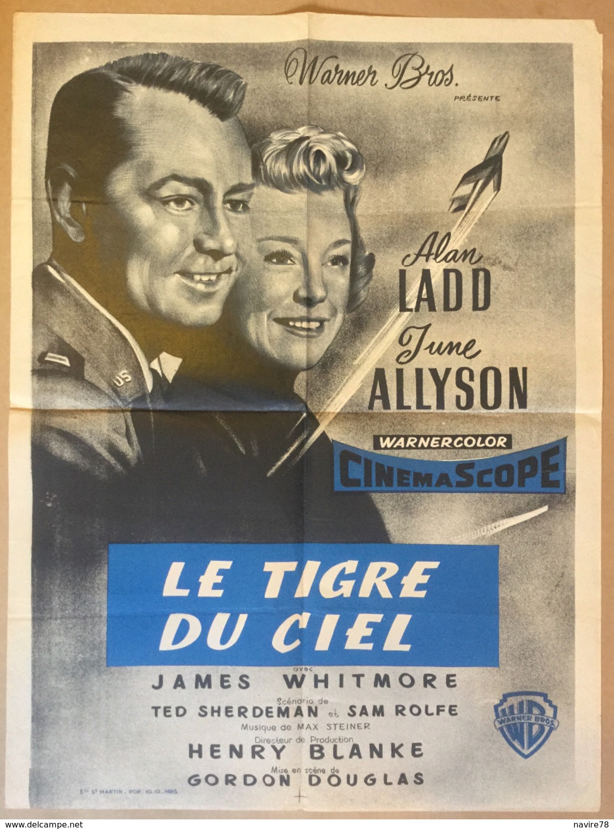 Affiche Cinéma Originale Film LE TIGRE DU CIEL " THE McConnell Story " De GORDON DOUGLAS Avec ALAN LADD JUNE ALLYSON - Affiches & Posters