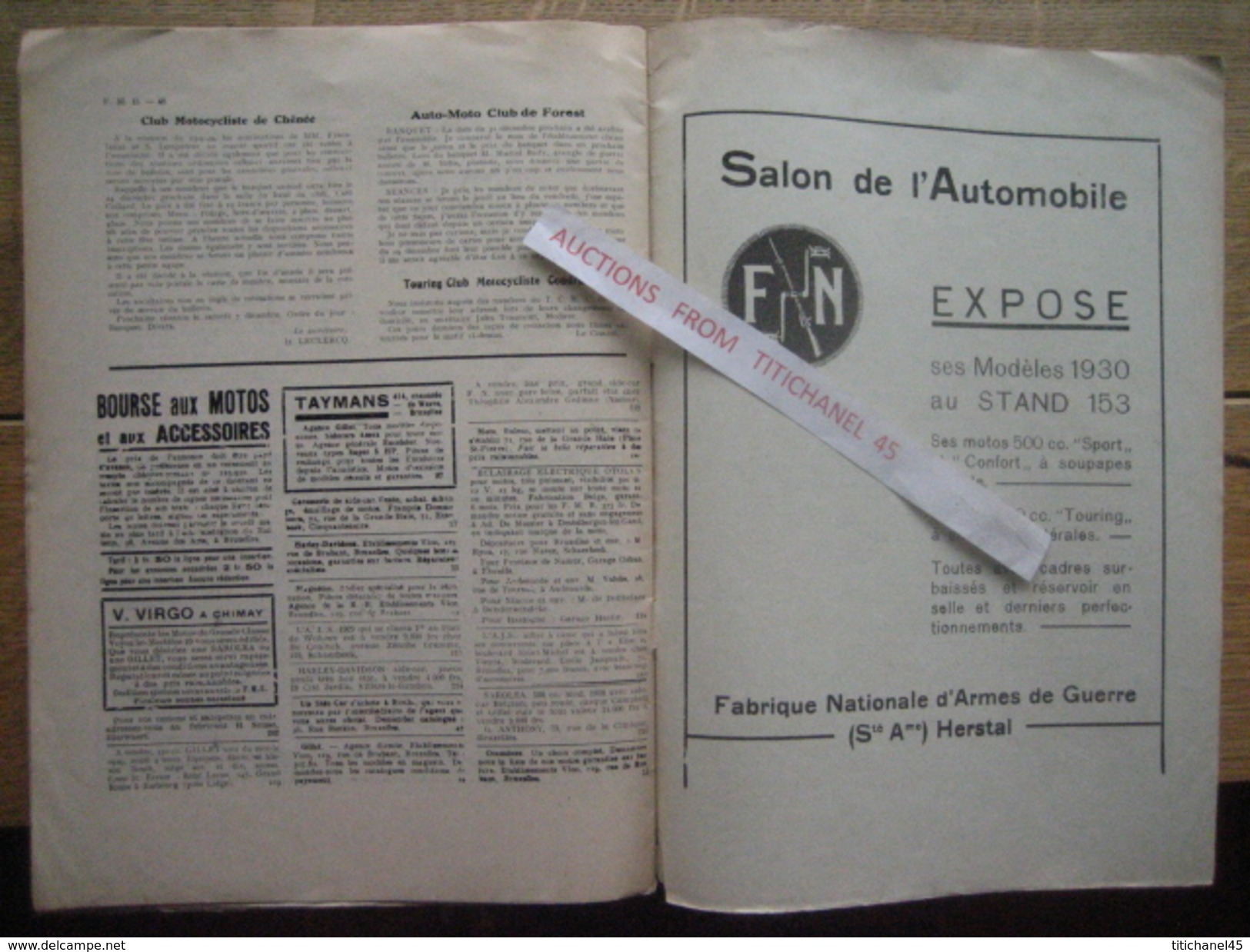 1929 Féd. Motocycliste Belge n°spécial salon : SAROLEA - F.N. - GILLET - B.S.A - ARIEL - BOVY - SILVER-ARROW - NORTON