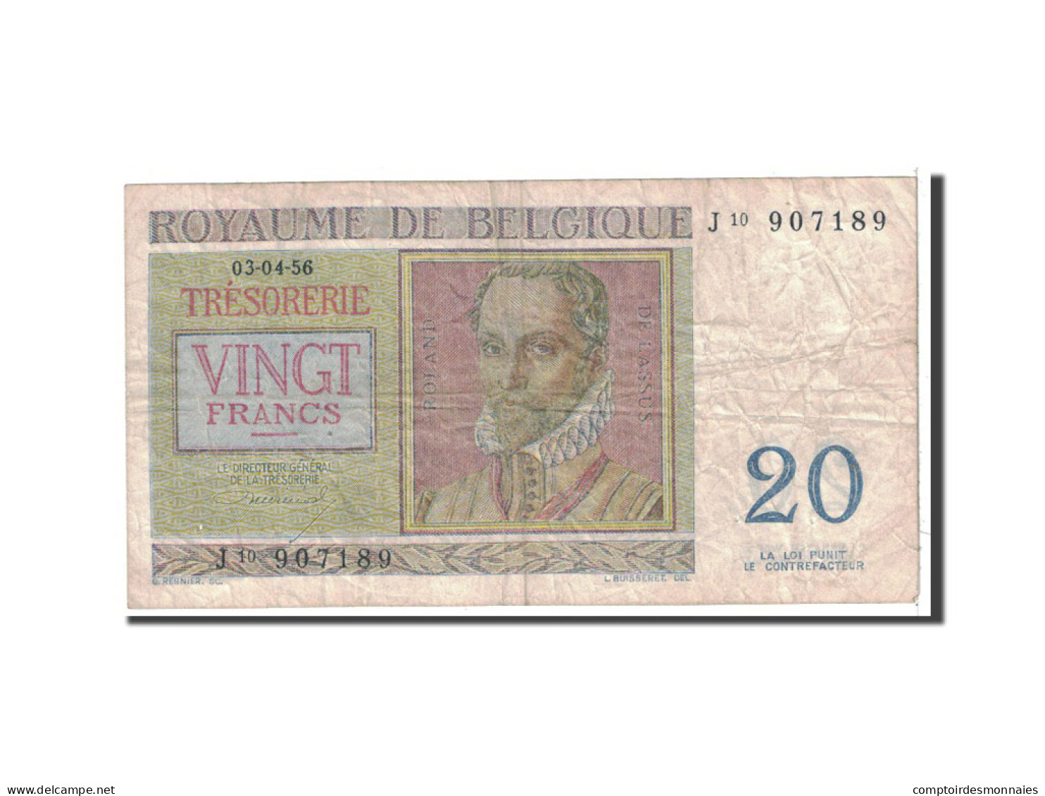 Billet, Belgique, 20 Francs, 1956, 1956-04-03, KM:132b, B+ - 20 Franchi