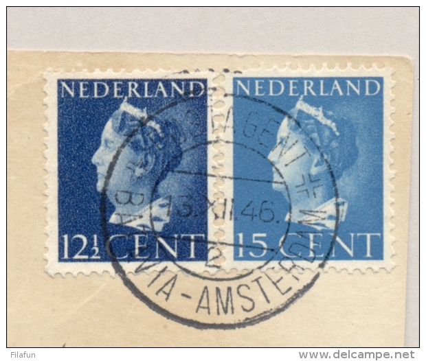 Nederland - 1946 - 12,5 En 15 Cent Konijnenburg Met KB Postagent Batavia-Amsterdam/2 Naar Zürich / Schweiz - Brieven En Documenten