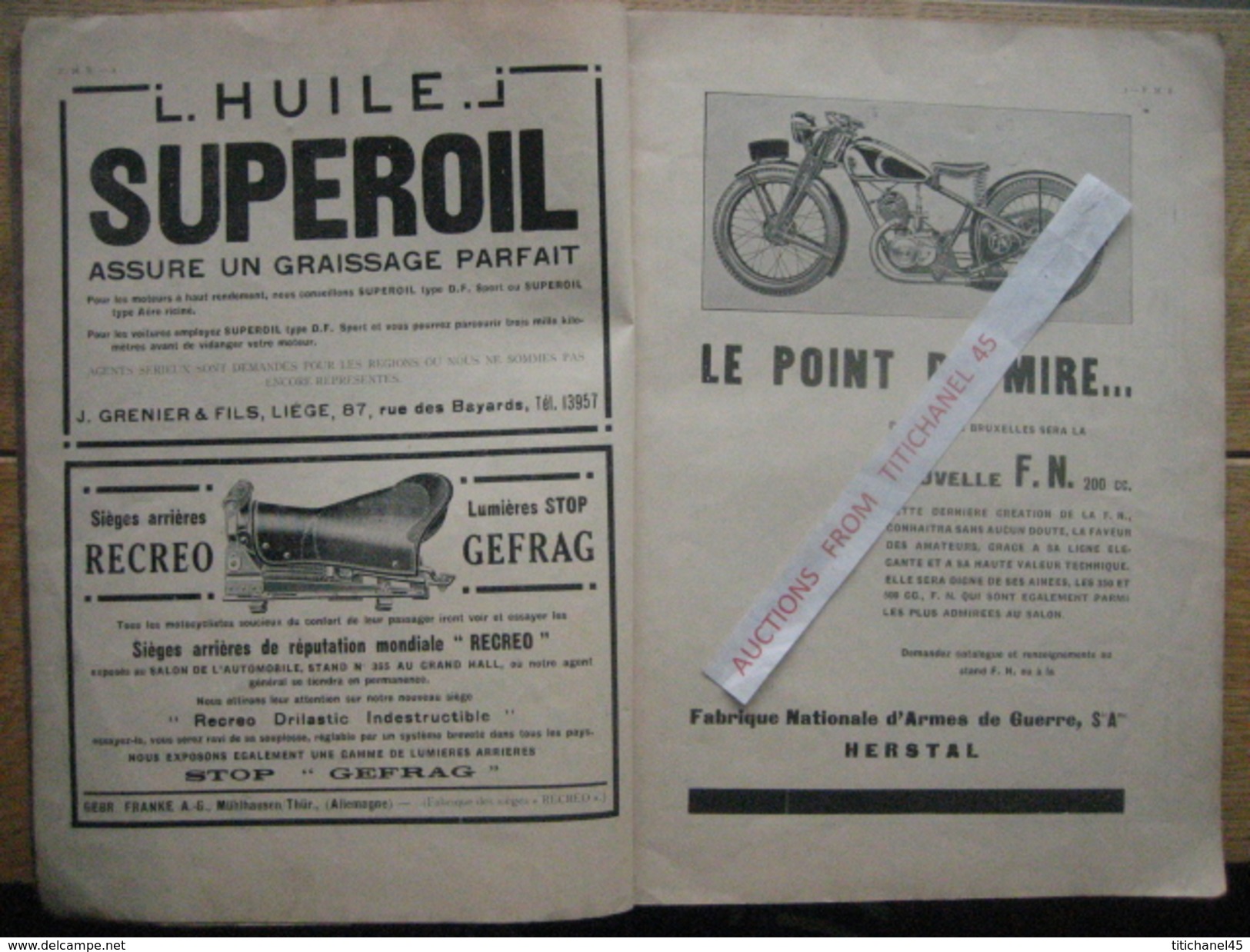 1932 Féd. Motocyliste Belge N°spécial Salon :SAROLEA - GILLET - F.N. - BMW - B.S.A - SCOTT- NORTON - TRIUMPH - EXCELSIOR - Motor Bikes