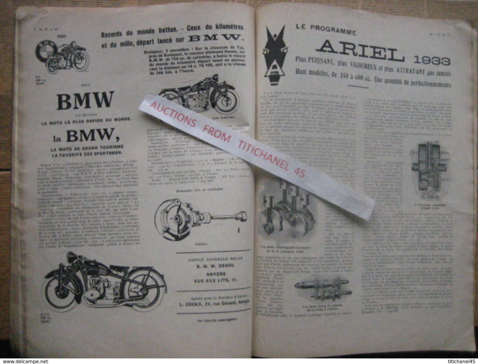 1932 Féd. Motocyliste Belge n°spécial salon :SAROLEA - GILLET - F.N. - BMW - B.S.A - SCOTT- NORTON - TRIUMPH - EXCELSIOR