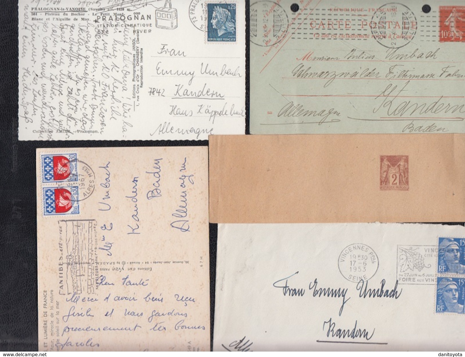 LOTE DE 5 CARTAS O POSTALES DE FRANCIA - Other & Unclassified