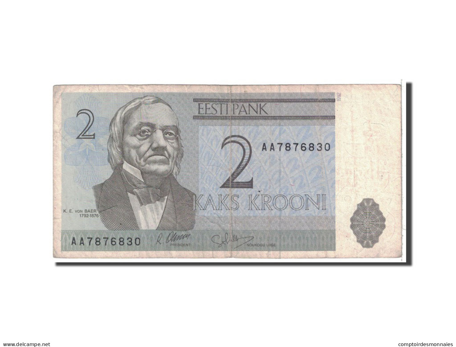 Billet, Estonia, 2 Krooni, 1992, Undated, KM:70a, TB+ - Estonie