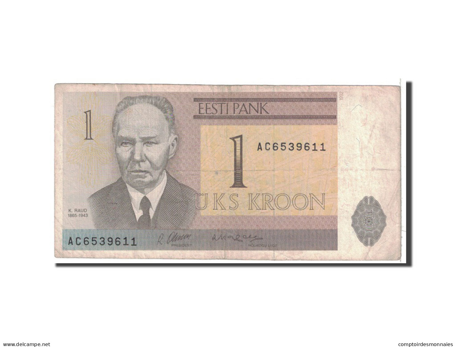 Billet, Estonia, 1 Kroon, 1992, Undated, KM:69a, TB - Estonia