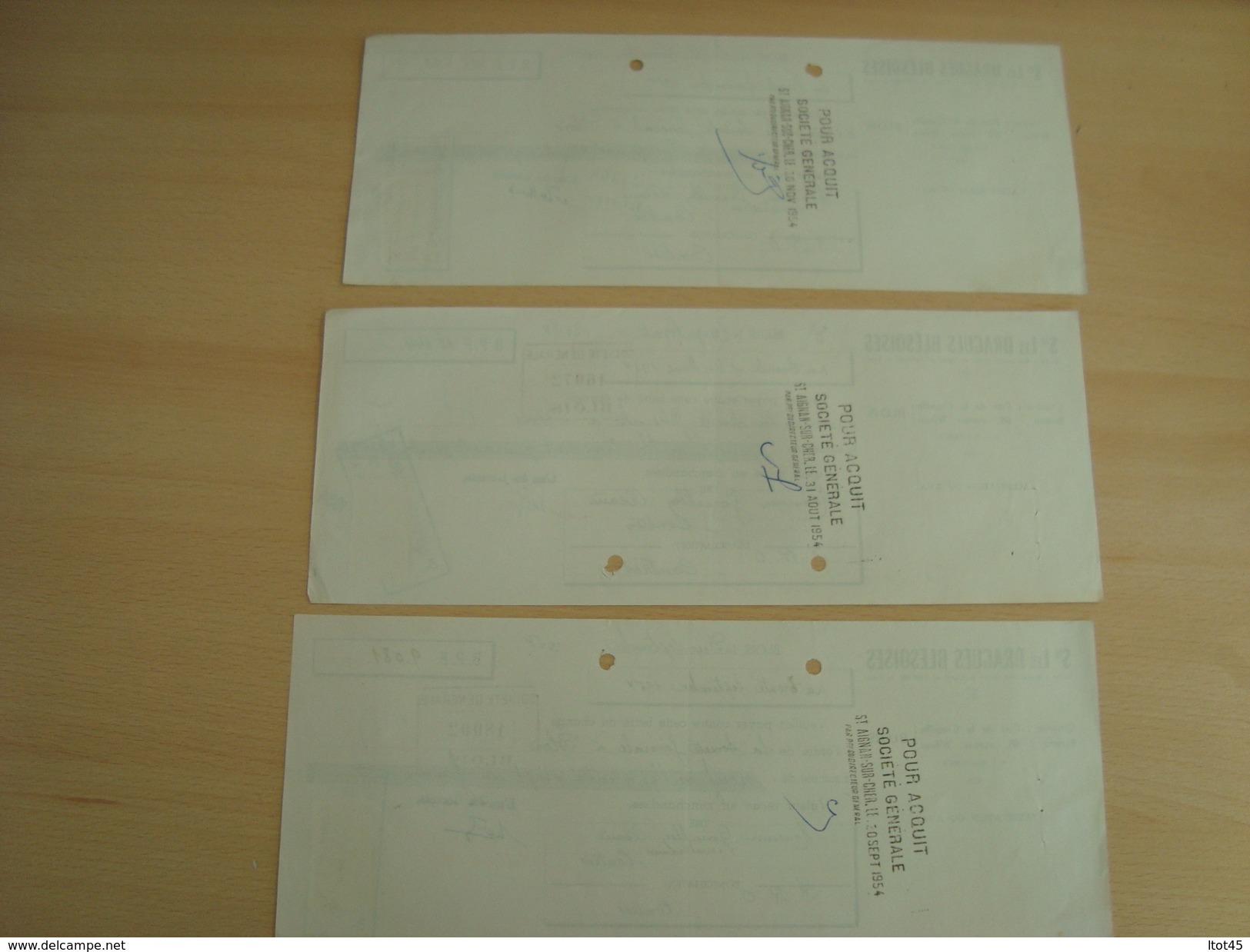 LOT DE 3 CHEQUES LES DRAGUES BLESOISES BLOIS 1954 - Cheques & Traveler's Cheques