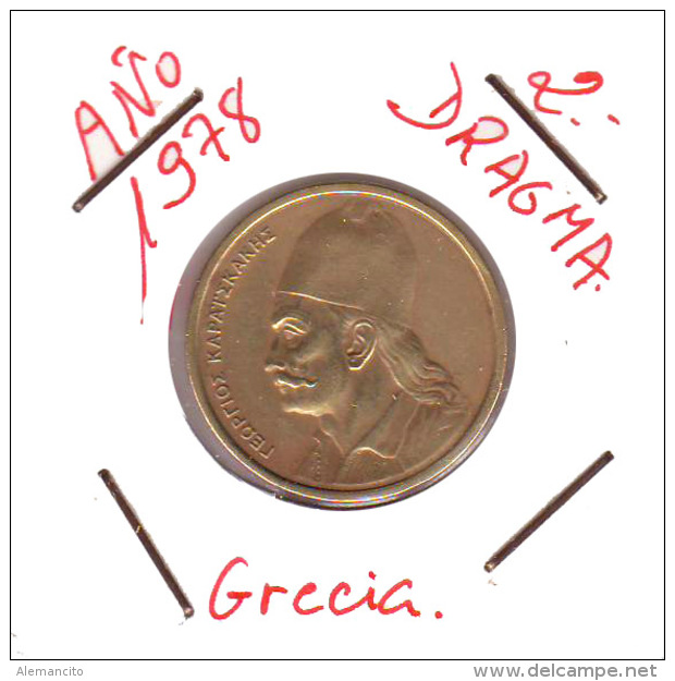 GRECIA  -  GREECE -  MONEDA DE  2 APAXMAI  AÑO 1978  -  Nickel-Brass, 24 Mm. - Grecia