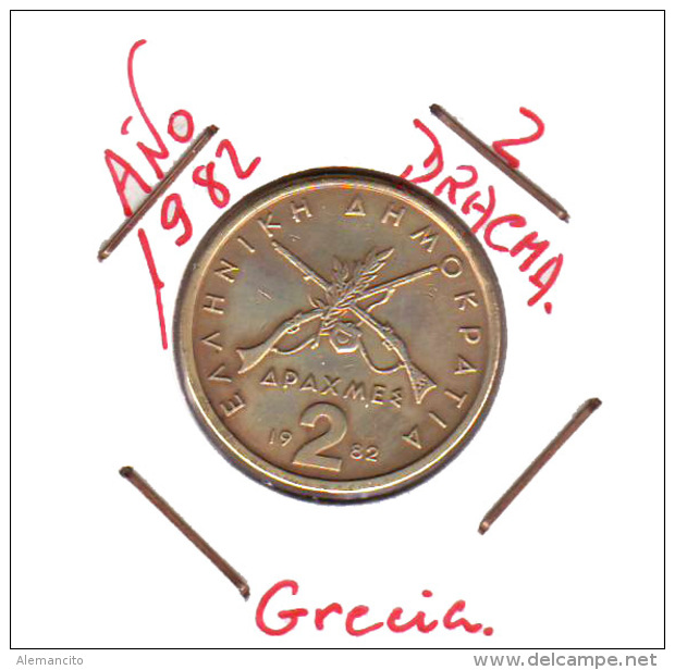 GRECIA  -  GREECE -  MONEDA DE  2 APAXMAI  AÑO 1982  -  Nickel-Brass, 24 Mm. - Grecia