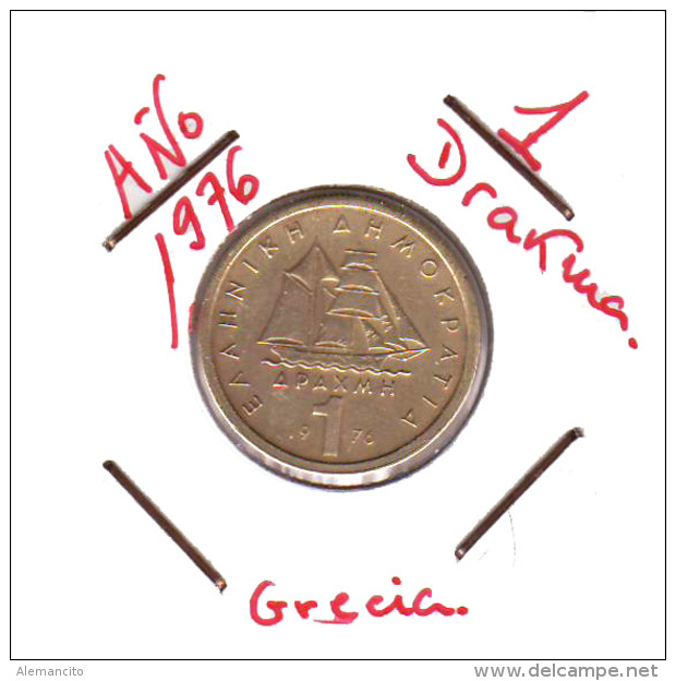 GRECIA  -  GREECE -  MONEDA DE  1  DRACHMA   AÑO 1976 -   Nickel-Brass, 21 Mm. - Grecia