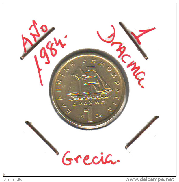 GRECIA  -  GREECE -  MONEDA DE  1  DRACHMA   AÑO 1984 -   Nickel-Brass, 21 Mm. - Grecia