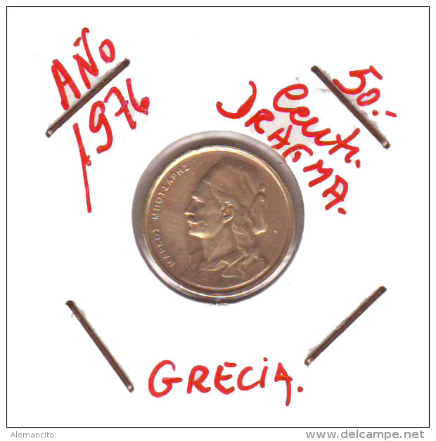 GRECIA  -  GREECE -  MONEDA DE  50  LEPTA   AÑO 1976 -   Nickel-Brass, 18 Mm. - Grecia