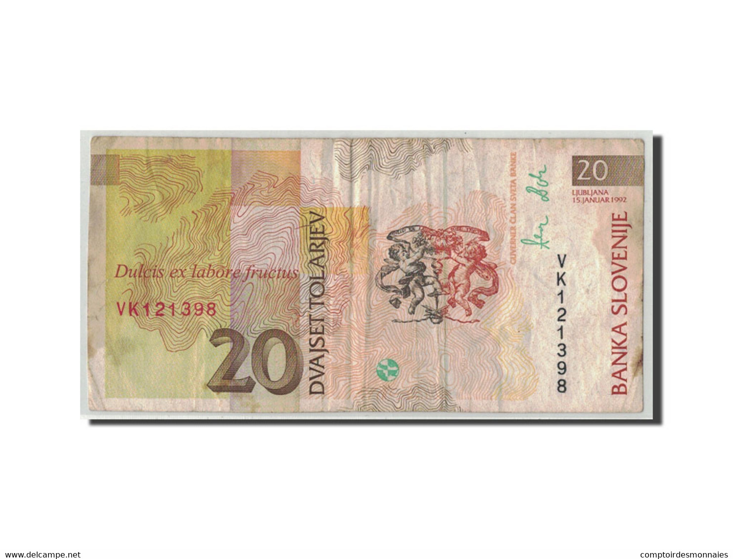 Billet, Slovénie, 20 Tolarjev, 1992, 1992-01-15, KM:12a, B - Slovénie