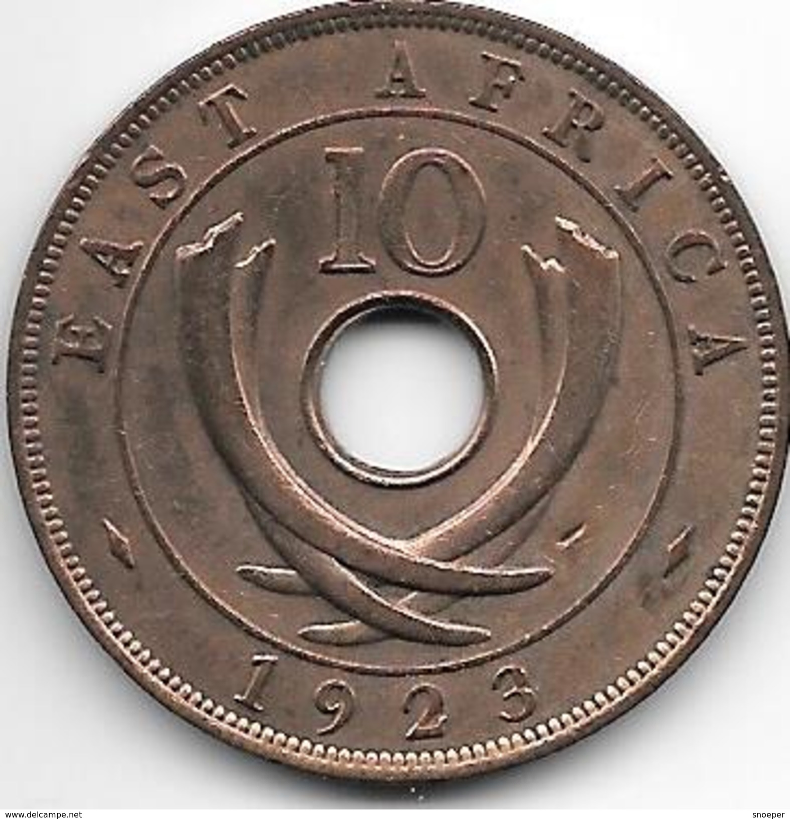 *east Africa 10 Cents 1923   Km 19    Vf+ Catalog Val 2016 = 12,00$ - British Colony