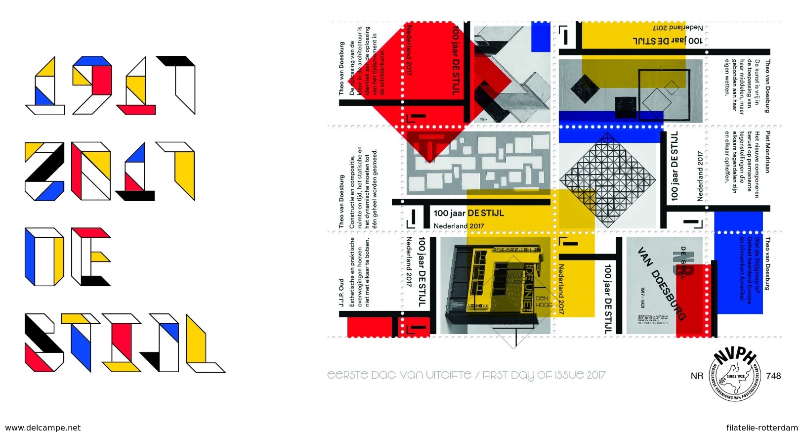 Nederland / The Netherlands - Postfris / MNH - FDC Complete Set 100 Jaar De Stijl 2017 - Unused Stamps